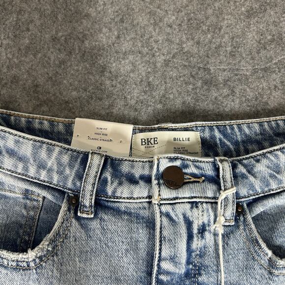 BKE Billie Slim Fit High Rise Jeans Women’s 28X30 Distressed Straight Leg - Picture 3 of 10